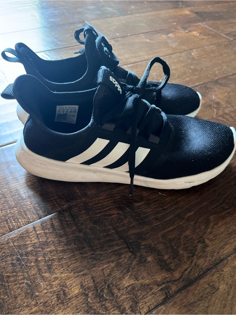 Adidas Black Knit Runner with White Stripes